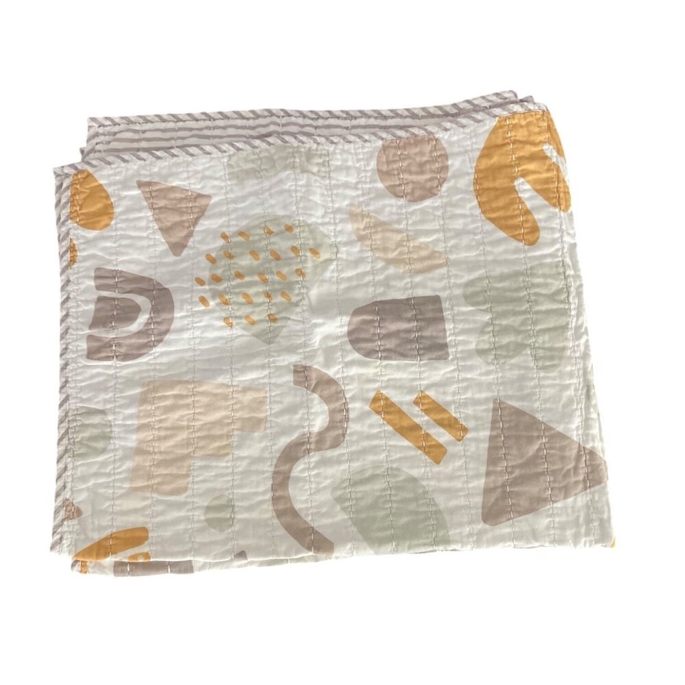 Nordstrom 36" X 45" Baby Quilt Cotton Layered Soft & Cozy Abstract Neutral Tones